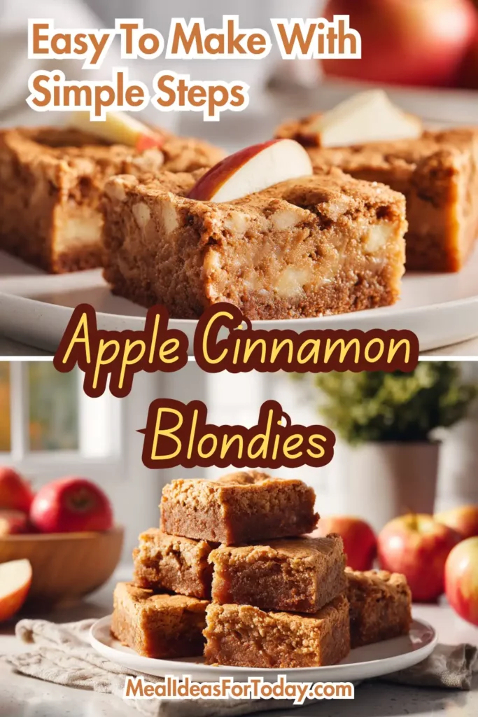 Chewy Apple Cinnamon Blondies topped with caramel drizzle for Thanksgiving dessert