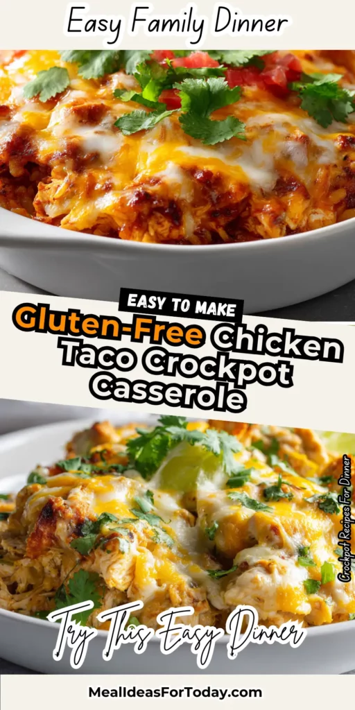 Gluten-Free Chicken Taco Crockpot Casserole 2 Gluten Free Chicken Taco Crockpot Casserole with tender chicken corn and cheese in a slow cooker — perfect for Healthy Crockpot Meals