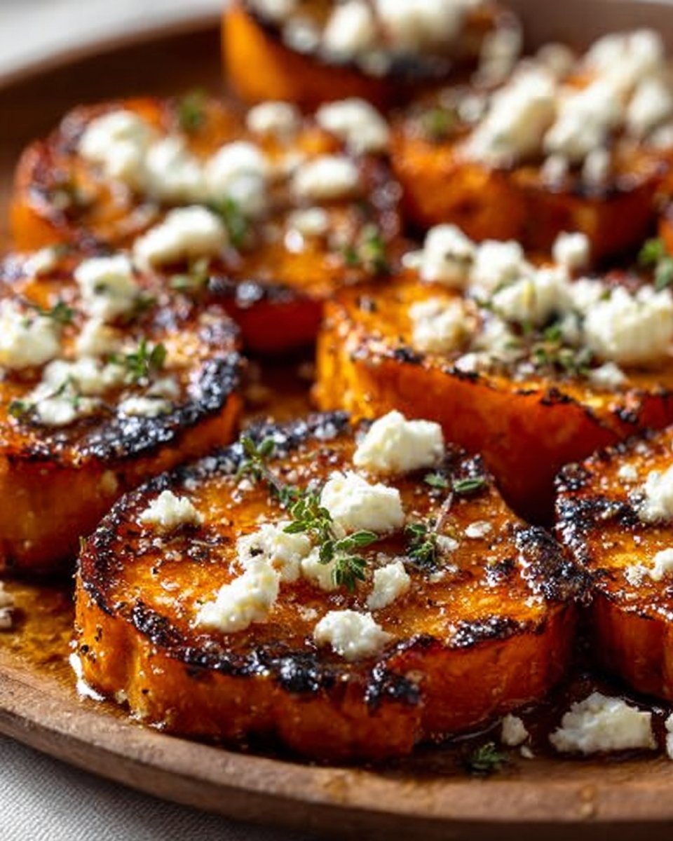 Roasted Sweet Potato Rounds with Honey & Feta 2 Roasted Sweet Potato Rounds with Honey & Feta