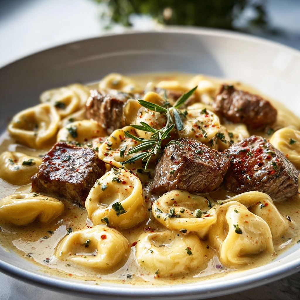 Cracked Garlic Steak Tortellini in Creamhouse Sauce Bliss