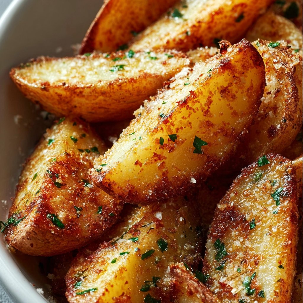 Baked Garlic Parmesan Potato Wedges 2 Baked Garlic Parmesan Potato Wedges