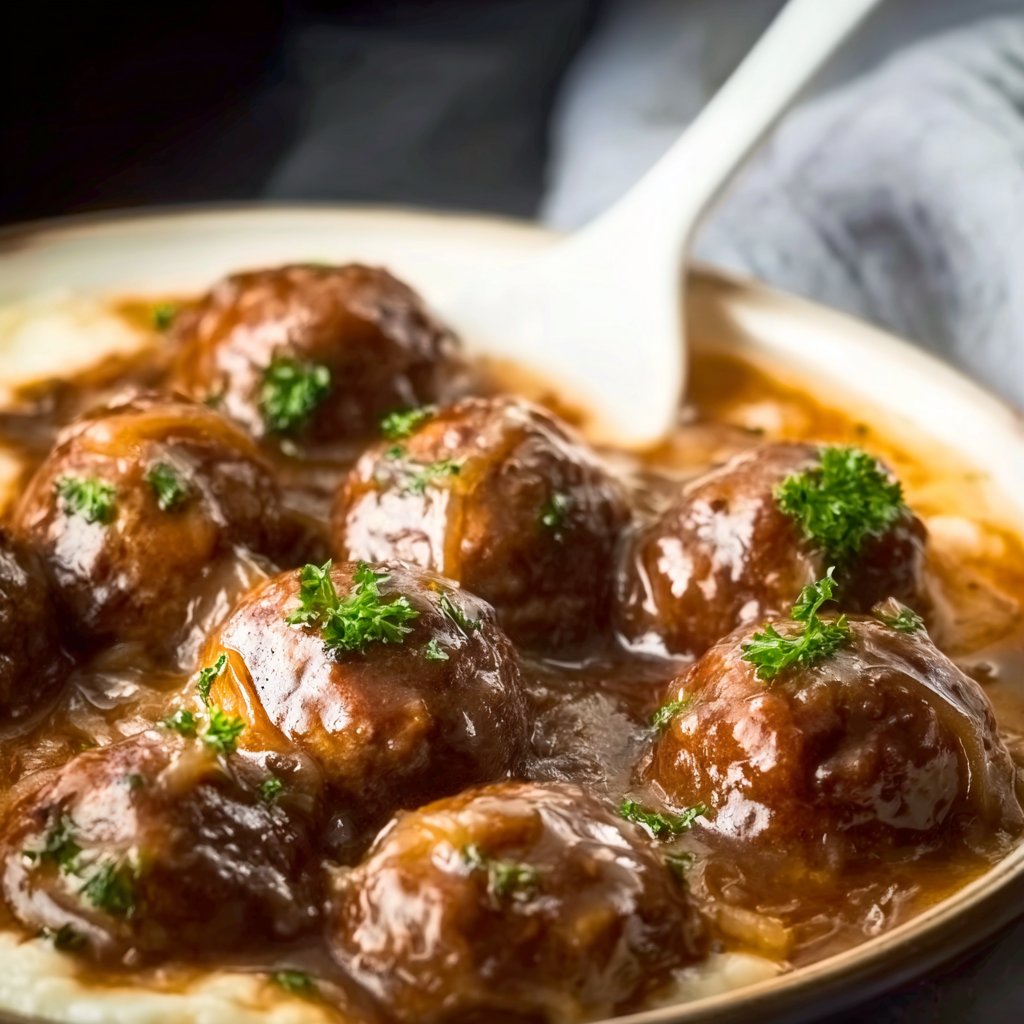 Crock Pot French Onion Meatballs 2 Crock Pot French Onion Meatballs