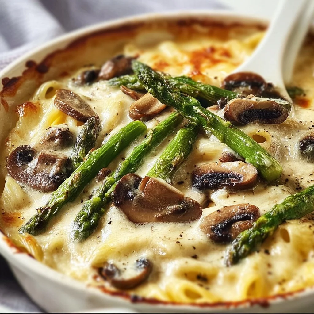 Creamy Asparagus and Mushroom Bake 3 Creamy Asparagus and Mushroom Bake