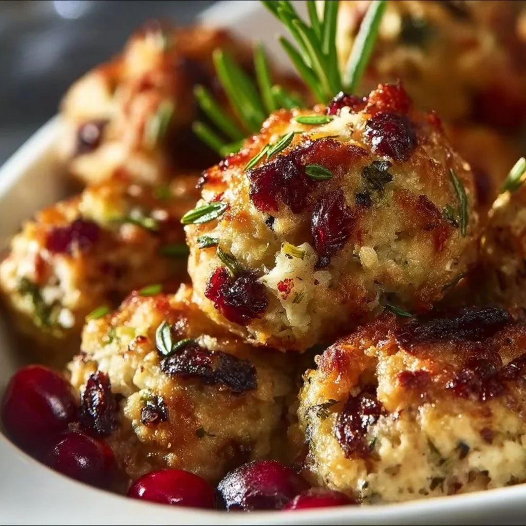 Festive Cranberry Turkey Stuffing Balls
