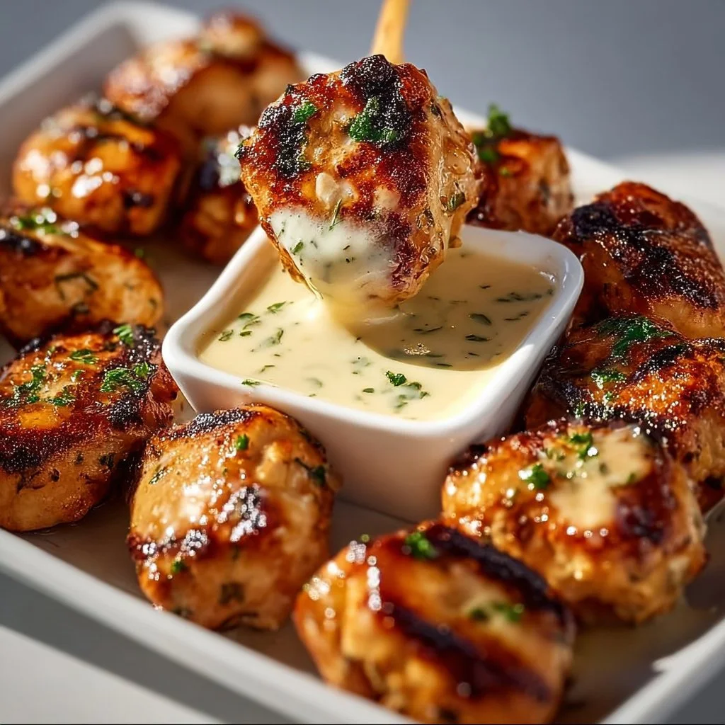 Grilled Chicken Bites with Creamy Garlic Sauce 3 Grilled Chicken Bites with Creamy Garlic Sauce
