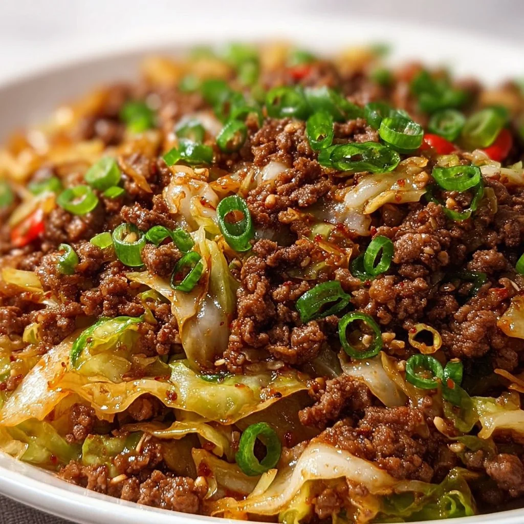 Low-Carb Mongolian Ground Beef and Cabbage