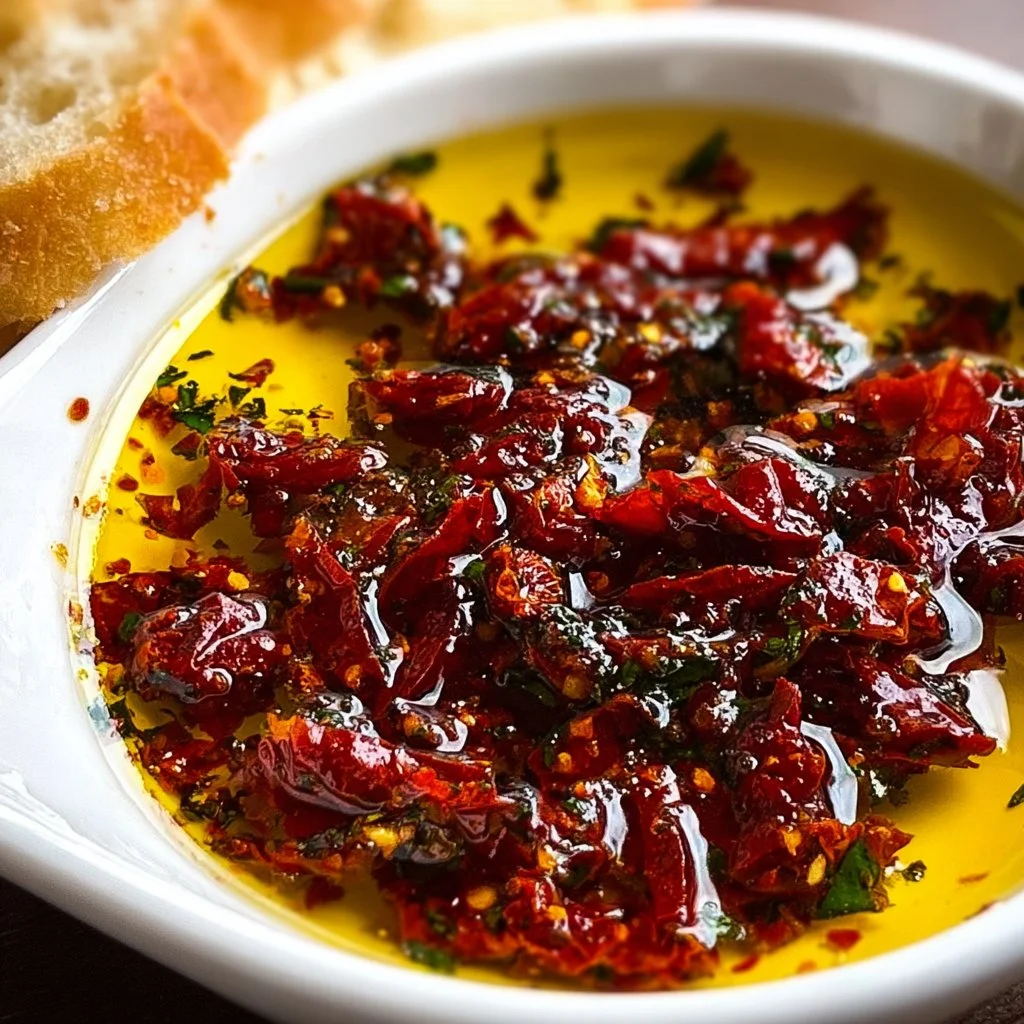 Mediterranean Sun Dried Tomato Garlic Olive Oil Dip 3 Mediterranean Sun Dried Tomato Garlic Olive Oil Dip