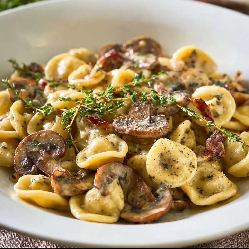 Orecchiette with Mushroom Thyme Sauce 3 Orecchiette with Mushroom Thyme Sauce