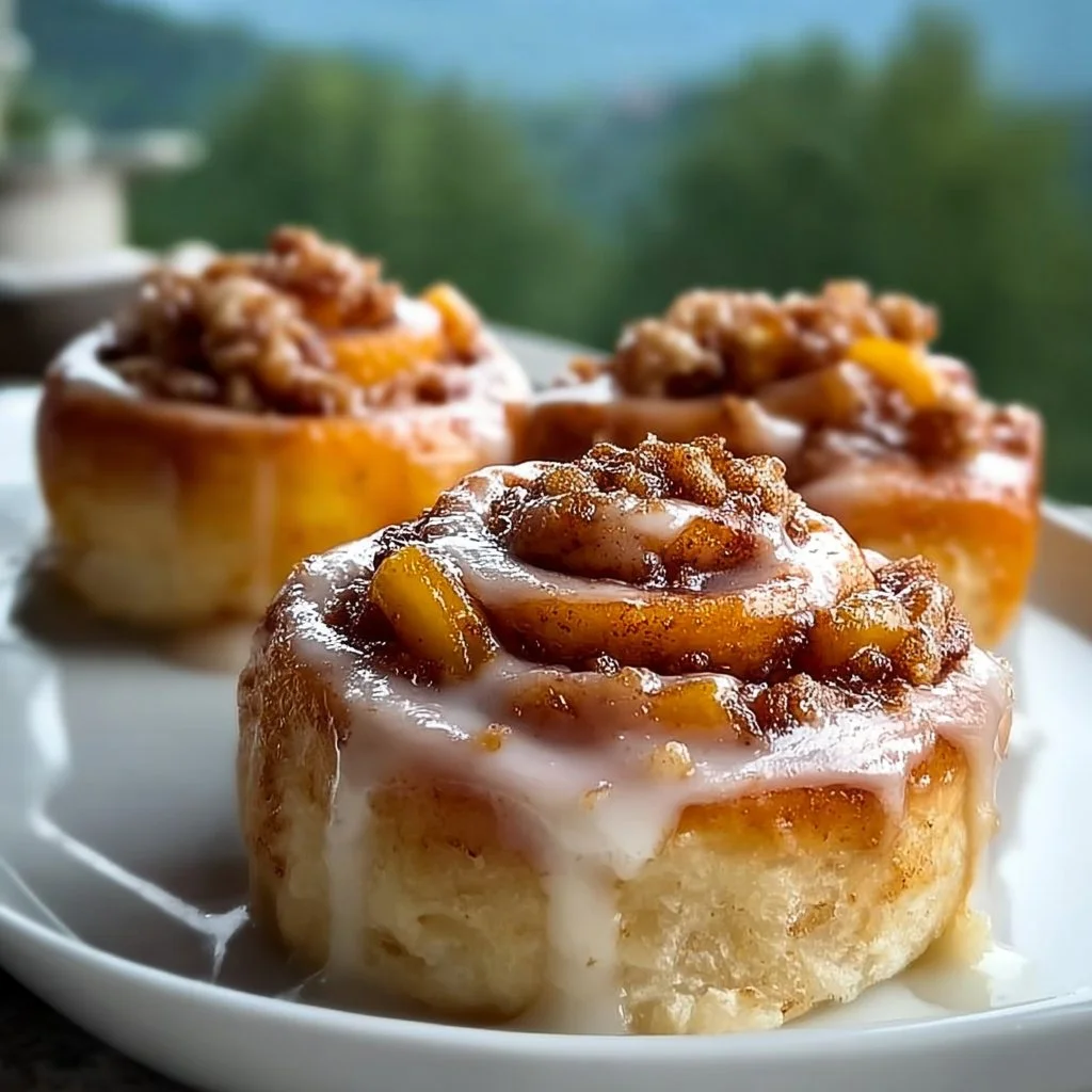 Peach Cobbler Cinnamon Rolls 3 Peach Cobbler Cinnamon Rolls