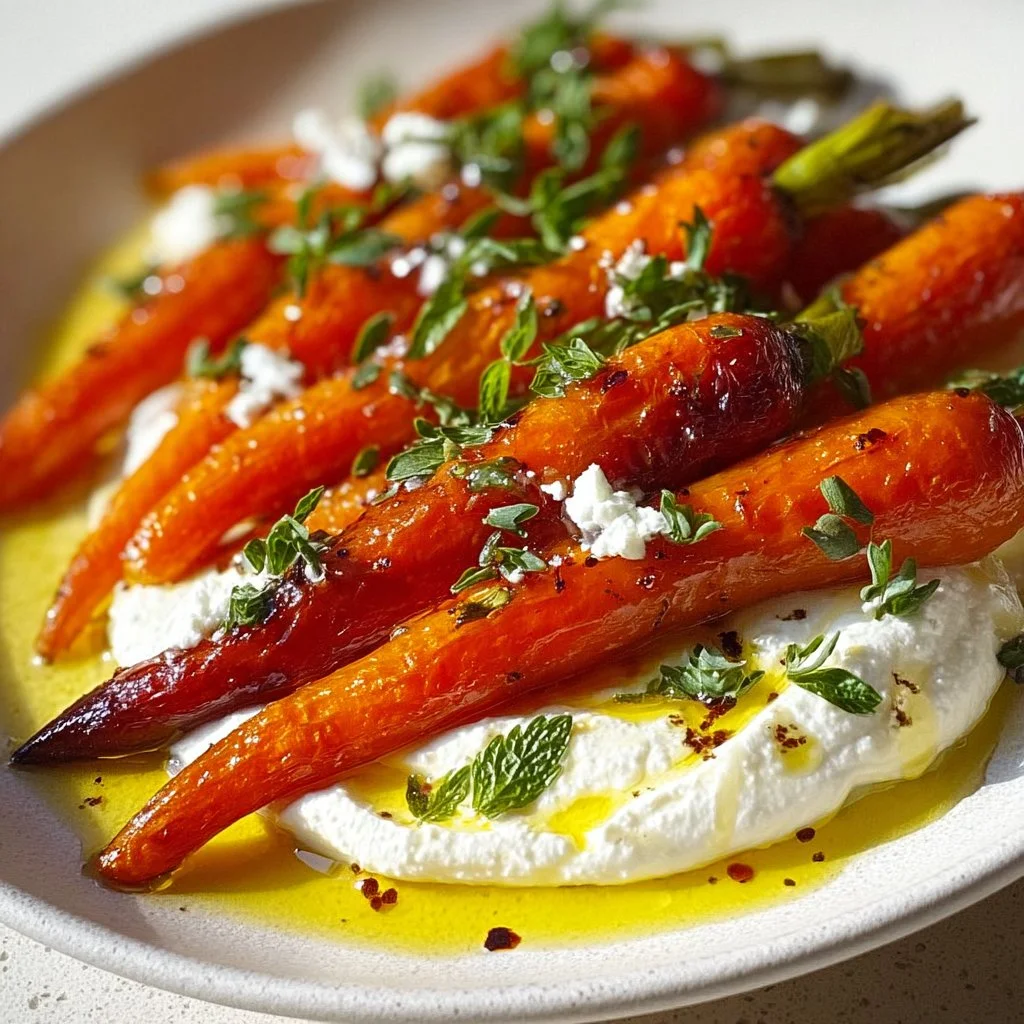 Roasted Carrots 3 Roasted Carrots with Whipped Ricotta and Hot Honey