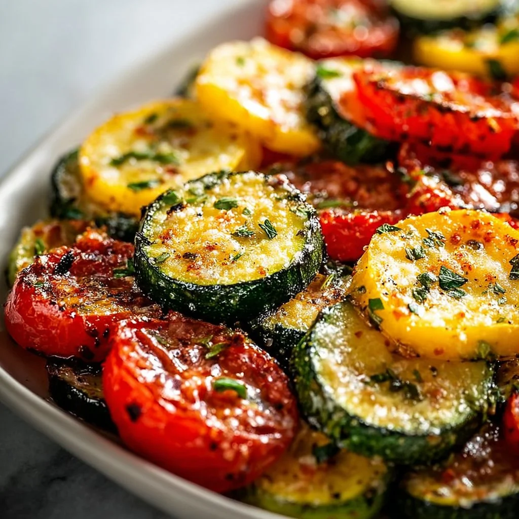 Roasted Garlic-Parmesan Zucchini Squash and Tomatoes 3 Roasted Garlic-Parmesan Zucchini Squash and Tomatoes
