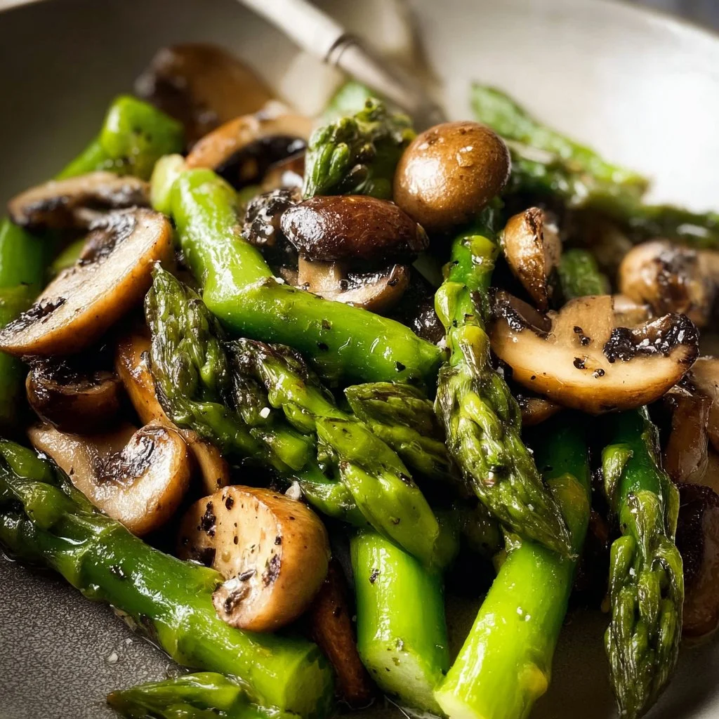 Sauteed Asparagus and Mushrooms 3 Sauteed Asparagus and Mushrooms