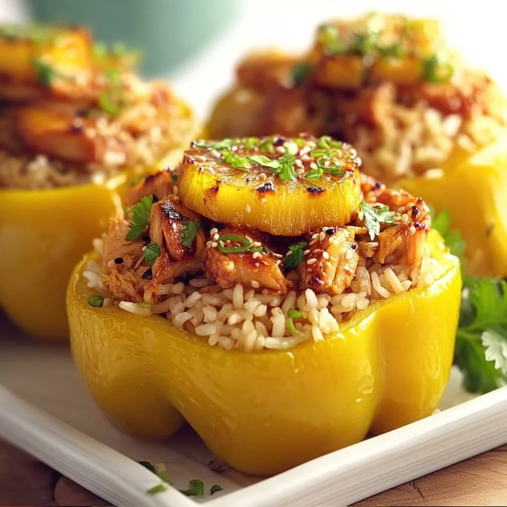 Teriyaki Pineapple Chicken & Rice Stuffed Peppers 3 Teriyaki Pineapple Chicken & Rice Stuffed Peppers