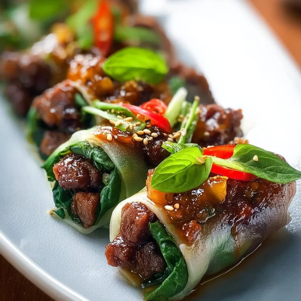 Thai Basil Beef Rolls 3 Thai Basil Beef Rolls